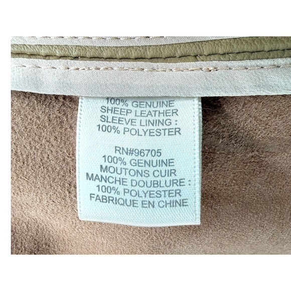 Rebecca Taylor Tan Genuine Leather Scalloped Open Front Jacket Large - Picture 6 of 8